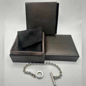 Authentic 7" Gucci Sterling Silver toggle bracelet w/ original dust bag and box!